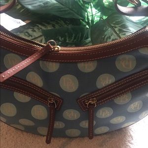 Dooney & Bourke Moon Bag blue spotted dots